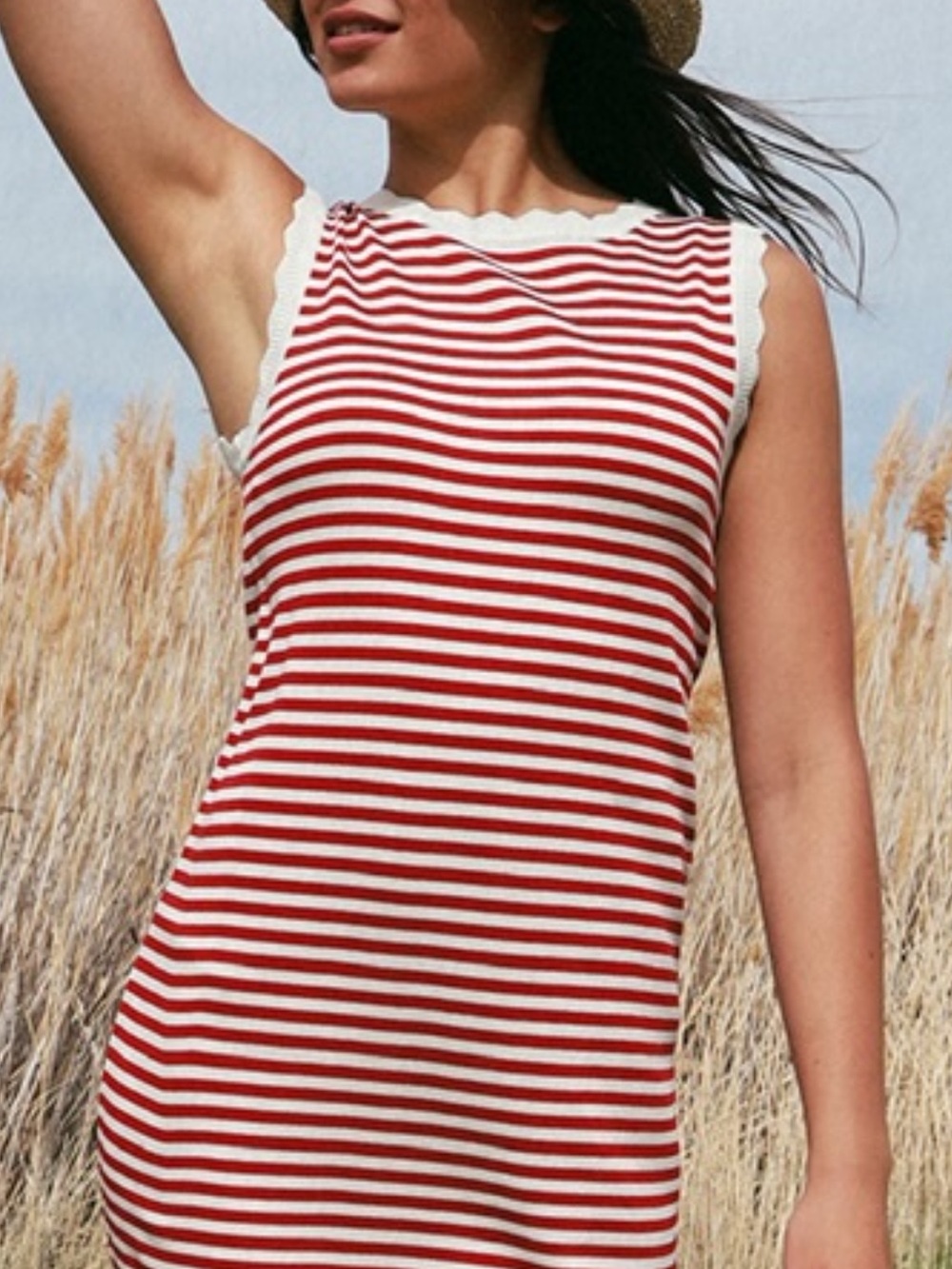 NWT Baevely Scalloped Trim Striped Knit Mini Dress 2XL